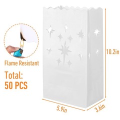 White Paper Luminary Candle Lantern Bags Star Wedding 5.9x10x3.5 In 50 PCS