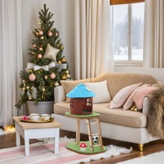 Miniature Wooden Cat Climbing Frame Durable Dollhouse Furniture Decoration Model
