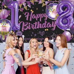 16th Birthday Decorations Party Supplies,15 Pcs 40inch Number 16 Purple Ballo…