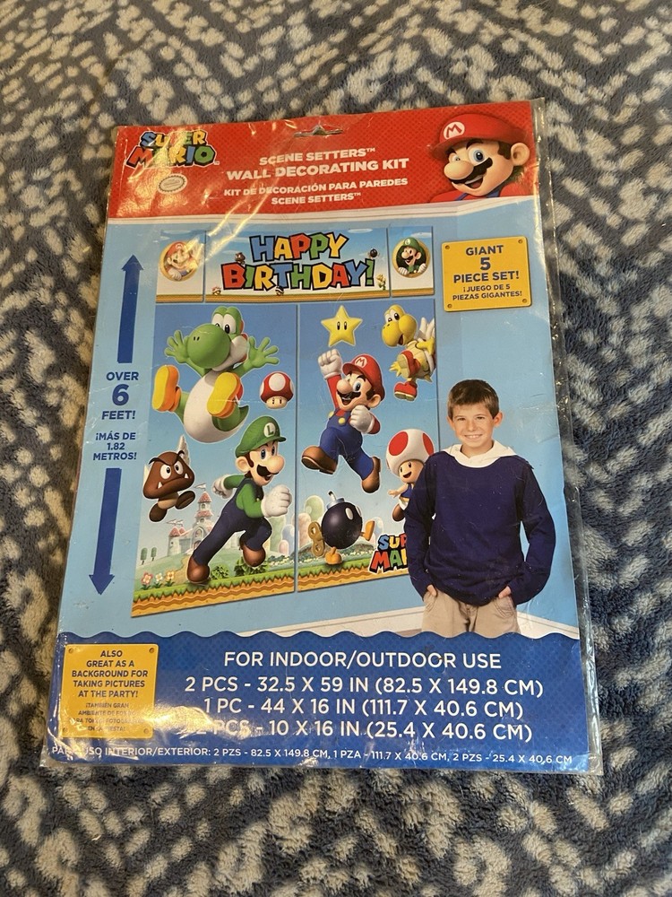 Nintendo Super Mario Bros Scene Setters Wall Decorating Kit for Birthdays NEW