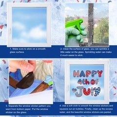 9 Sheets Happy 4th of July Window Cling Stickers Patriotic Star American Flag Wi