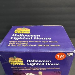 Halloween Lighted House Porcelain Mania Manor Pumpkin Time Great Condition