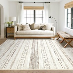 5×7 Washable Area Rug: Non Slip Soft Thin Carpet, Boho Geometric Modern Decor…