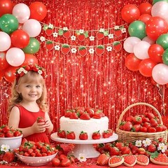 Foil Fringe Curtain Backdrop 3 Pack, 3.2 x 8.2 FT Party Decorations | 4th Red