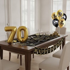 70th Birthday Party Decorations Kit, 37 Pc, Black Gold White