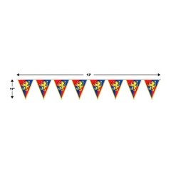 Medieval Pennant Banner 12 Feet Long Lion Crest Party Decoration Red Blue Yellow