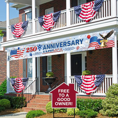 250th Anniversary American Banner 4th of July Decorations 2026, Long Fabric F…