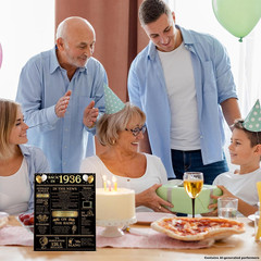 90Th Birthday Party Decorations for Women Men, Black and Gold Back in 1936 Poste