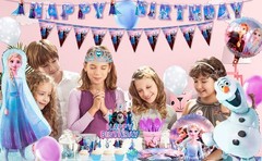 Frozen Party Decorations Disney Princess Birthday Tableware Plate Cups Balloons