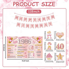 40Th Birthday Decorations for Woman 37PCS Rose Gold 40Th Party Decorations Banne