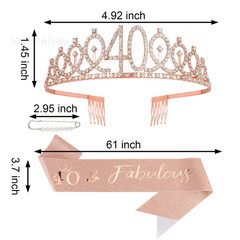 40th Birthday Decorations for Women: Rose Gold Tiara Medium, rose gold