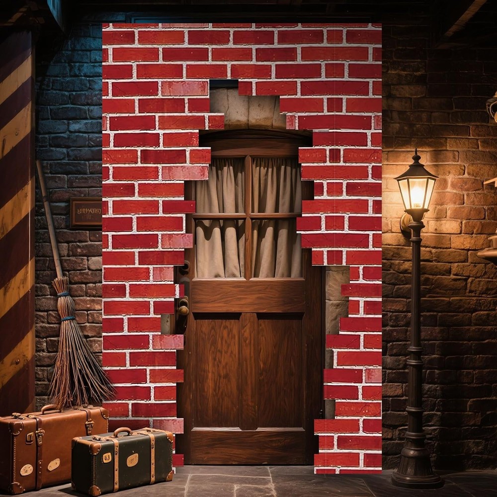 Wizards Door Banner Brick Signs Magical Wizard Door Banner 78.7″ x 47.2″
