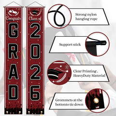 Graduation Decorations 2026 2027- Maroon Congrats Grad Porch Banner for Graduati