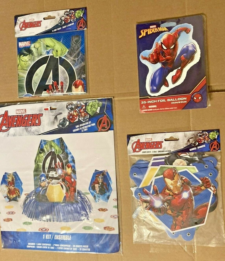 Marvel Avengers Party Supplies Banner Table Decor Loot Bags MORE New! Free Ship!