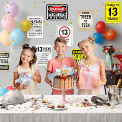 13th Birthday Party Decorations Caution Wall Signs Door Window Yard 9 Pcs