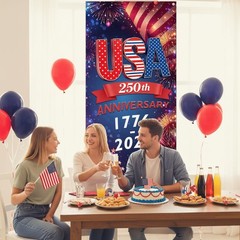 250th Anniversary Decorations Door Cover USA 250 Anniversary Patriotic 4th o…