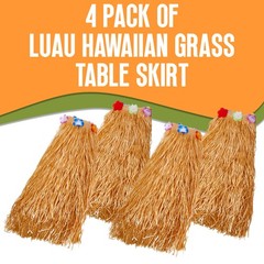 Playbees 4 Pack Luau Grass Table Skirt 9 Feet x 29 Inches Hawaiian Table Skir…