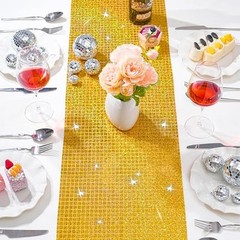 6 Pack Iridescence Gold Table Runners: Laser 6 Pcs 12×72 Inches Gold Laser