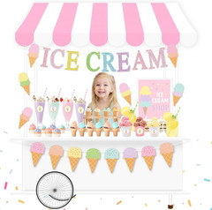 Ice Cream Party Stand Decor Kit, Summer Sundae Playstand Play Shop ICE CREAM Ban