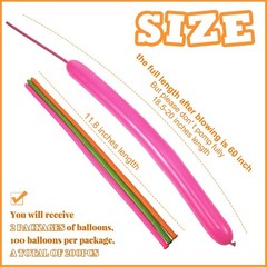 200 Pcs Graduation 260 Long Balloons Mixed Colors Thickening Latex Long Twist…
