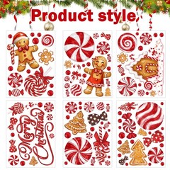 DULEFUN Christmas Window Clings, Gingerbread Man Candy Window’s Stickers Red