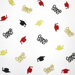200 PCS Red Black Gold Graduation Confetti Class 2026 Glitter Table Scatters