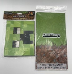 Minecraft 8 Birthday Masks & Tablecover Birthday Supplies