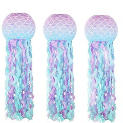 3PCS Mermaid 8INCH/10Inch Paper Lanterns Set Jellyfish Scales Design under the
