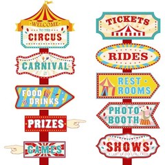 20 Pcs Carnival Party Decorations Party Signs Welcome to The Directional Circus