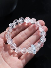Natural White Asai Aquamarine Bead Bracelet Snowflake Design Women Fashion