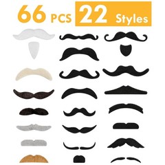 66 PCS Novelty Fake Mustache Self Adhesive Beard, Costume Mustaches Stickers …