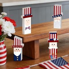 4 Pcs 4th of July table Decorations Patriotic Wooden Table Decor, Red White B…