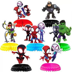 7Pcs Spide and His Friends Honeycomb Table Centerpiece, Cartoon Birthday Party S