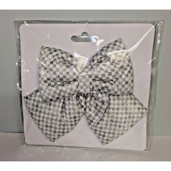 MacKenzie Childs Sterling Check Bow – Size Small 8 x 6.75″, Silver Gray White