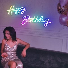 43″ Happy Birthday Neon Sign Extra Large – Multi Color Happy Birthday Sign – …