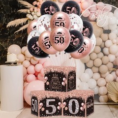 50th Birthday Decorations Boxes for Women-3pcs 50th Black and Rose Gold Boxes…