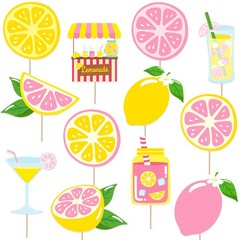 24 PCS Pink Lemonade Centerpieces Sticks Lemon Citrus Table Topper Party Decor