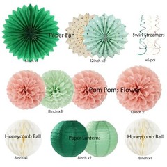 Sage Green Pink Birthday Decorations – 62pcs Happy Birthday Pink Green Gold