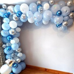 Blue Balloon Arch kit, Blue and White Balloon Garland with 22 Inch Disco Ball…