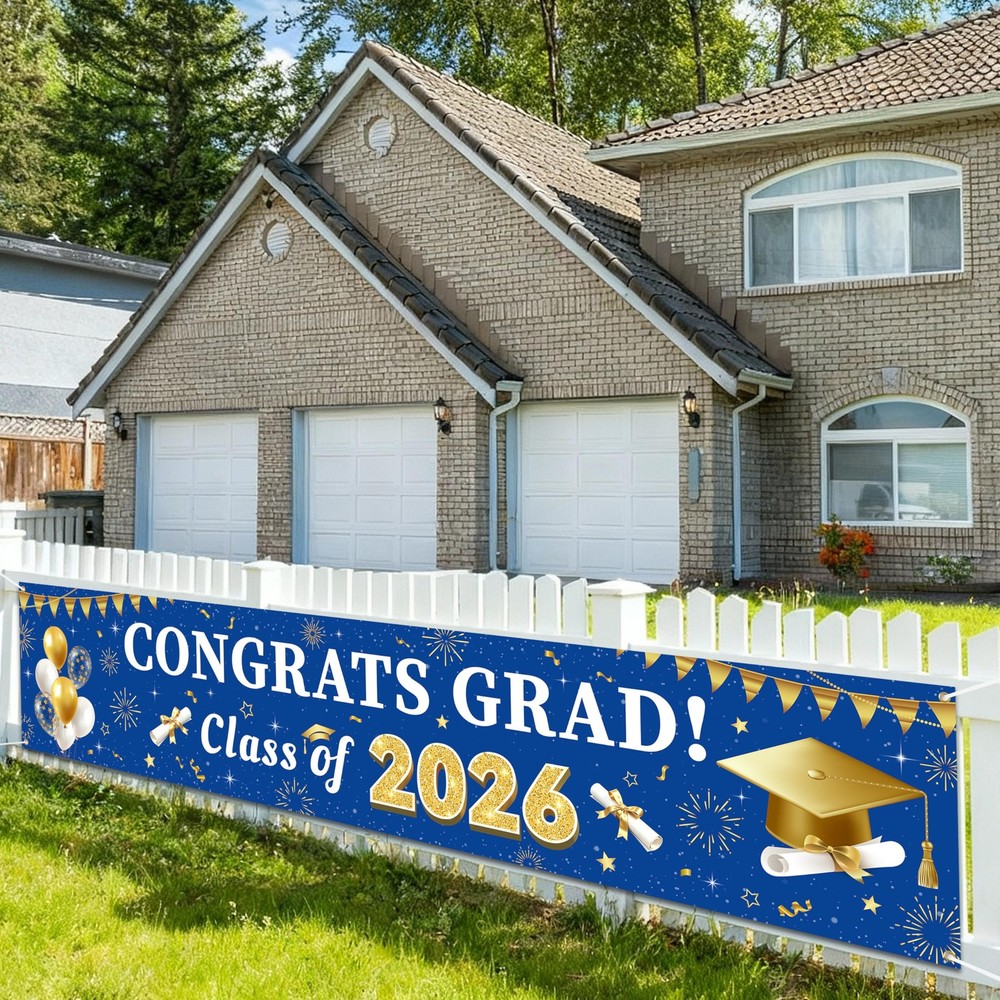 Blue and Gold Graduation Decorations 118 inches x 23.62 inches, Blue&Gold