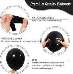 135Pcs Black Balloons Different Sizes 18 12 10 5 Inch for Garland Arch, Latex Ba