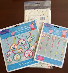 New Peppa Pig Party Swirl and String Hanging Decorations & Plastic Tablecloth