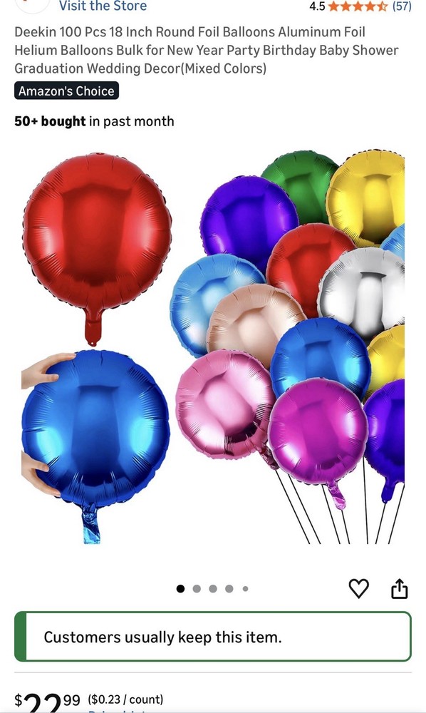 100pcs/lot Round Shape Foil Mylar Helium Balloon 18″ Balloon Birthday Party De