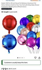 100pcs/lot Round Shape Foil Mylar Helium Balloon 18″ Balloon Birthday Party De