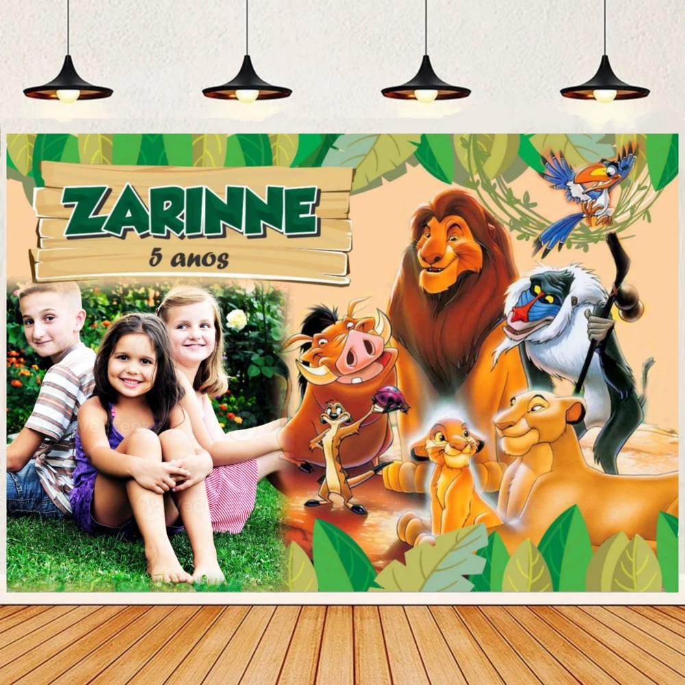 Personalised Jungle Animal Lion King Simba Backdrop Birthday Party Decorations