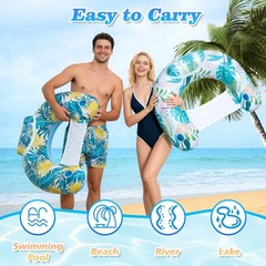 2 Pack Inflatable Pool Floats Adult, Heavy Duty Pool Lounge Chair, Pool Float…