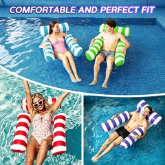 4 Pack Inflatable Pool Floats for Adults, 3-Tube Mesh Bottom Pool Hammock Flo…