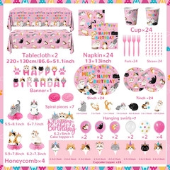 204Pcs Cat Birthday Decorations – Cat Birthday Party Supplies Include Plates,Nap