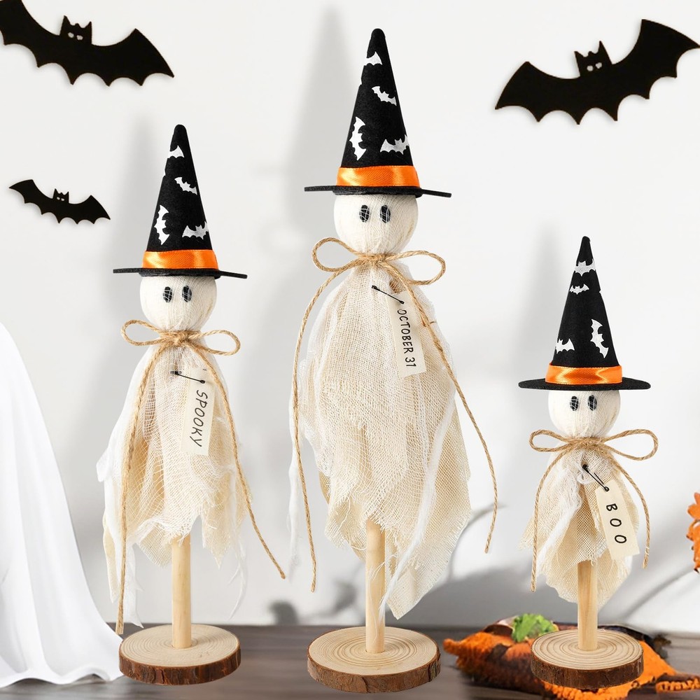 Halloween Decorations Indoor, Set of 3 Primitive Halloween Ghosts with Witch …