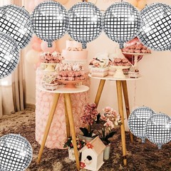 10-Pack 24inch 4D Large Round Aluminum Foil Balloons Self-sealing Disco Fever